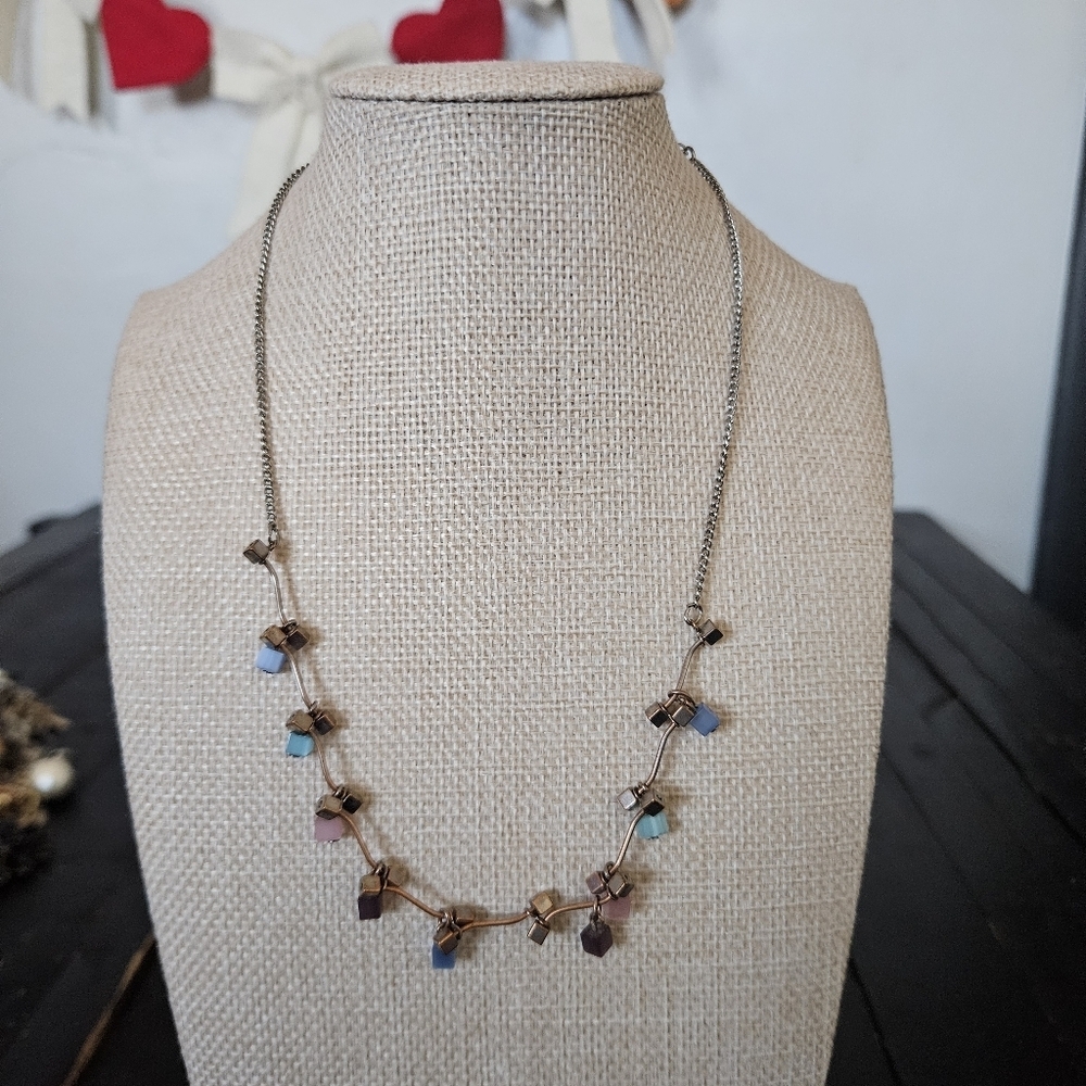 Lia Sophia Vintage Multicolor Beaded Necklace Purple Blue Pink Chatterbox